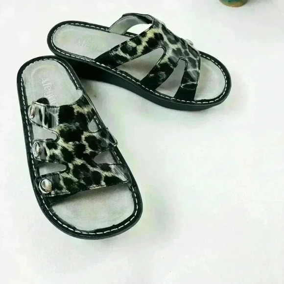 Alegria Dinah Animal Print Leather Platform Comfort Walking Sandals Size 7/38 - Picture 3 of 13